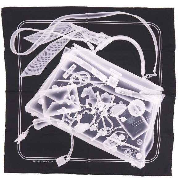 HERMES Authentic Black Silk Scarf - Picture 1 of 4